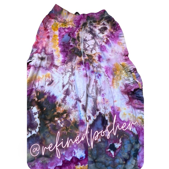 Free People Movement Playoff Wide Leg Cargo Pants size Small NEW White Tie Dye - Picture 5 of 6